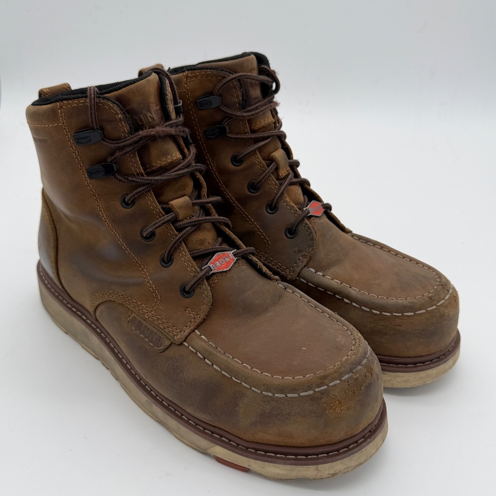 Brunt The Marin Mens 9.5 Brown Leather Waterproof Moc Toe Work Boots EH Rated